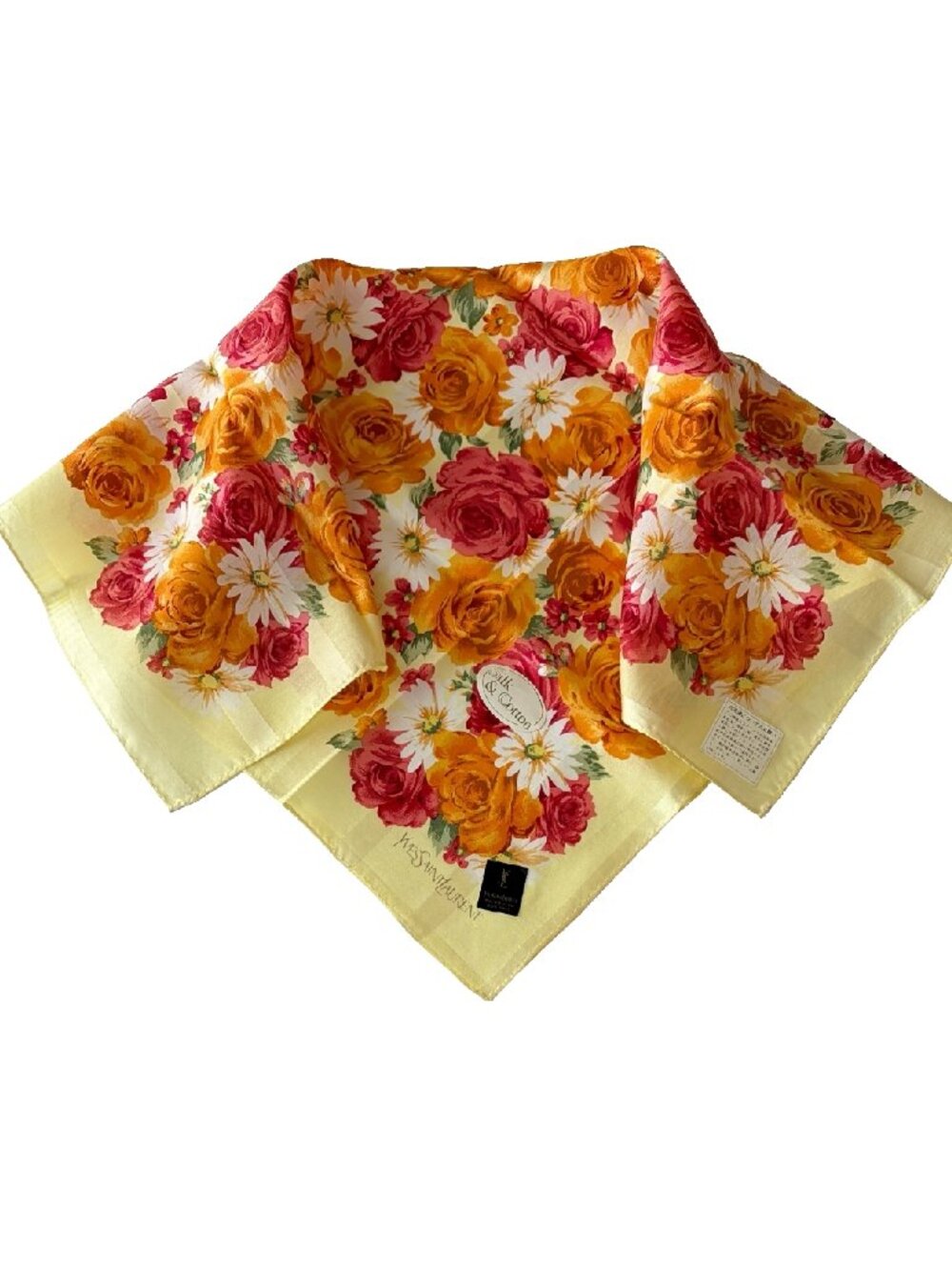 Yves Saint Laurent Floral Scarf – Silk & Cotton Blend